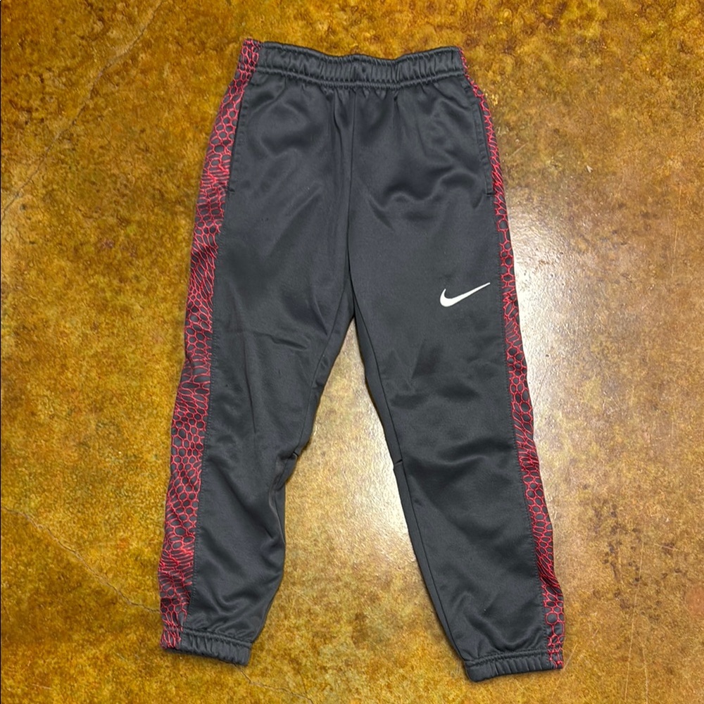 Nike Grey and Red Sweatpants with Tapered Legs Sz 6